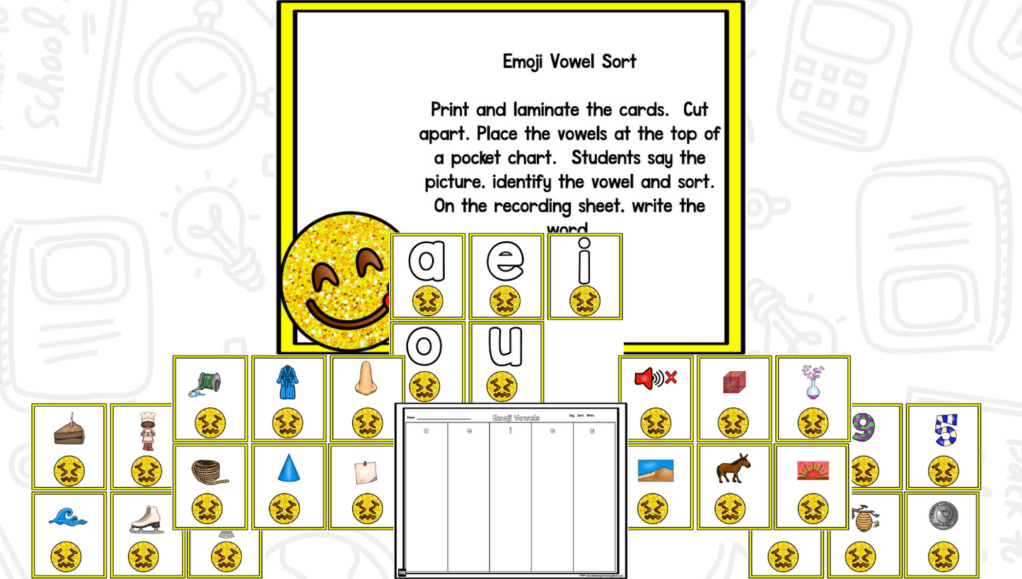 Emojis Math and Literacy Centers