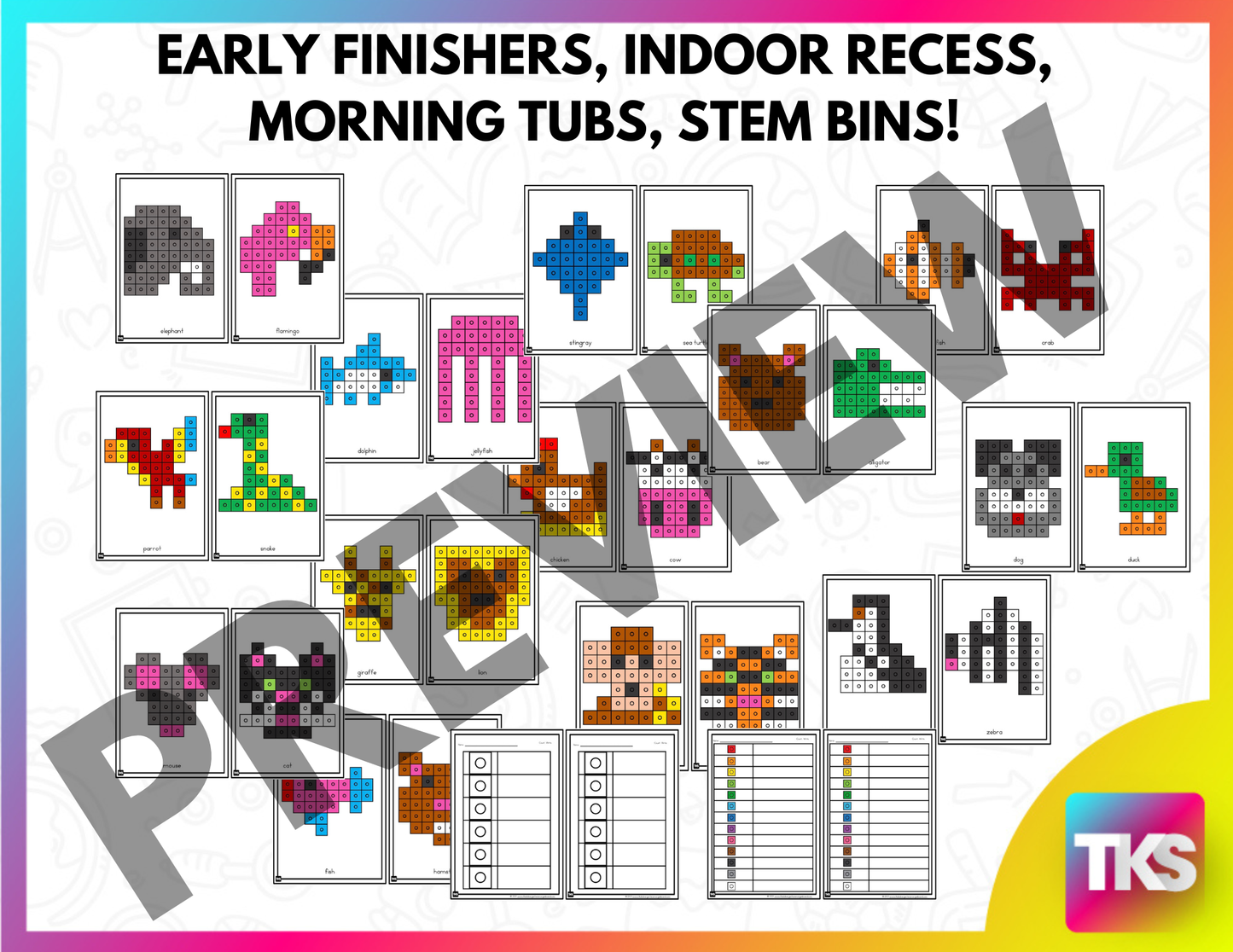 Pattern Block Animal Mats And Counting Cube Animal Mats