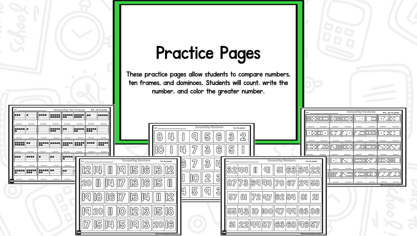 Comparing Numbers Worksheets And Activities (Greater Than/Less Than)