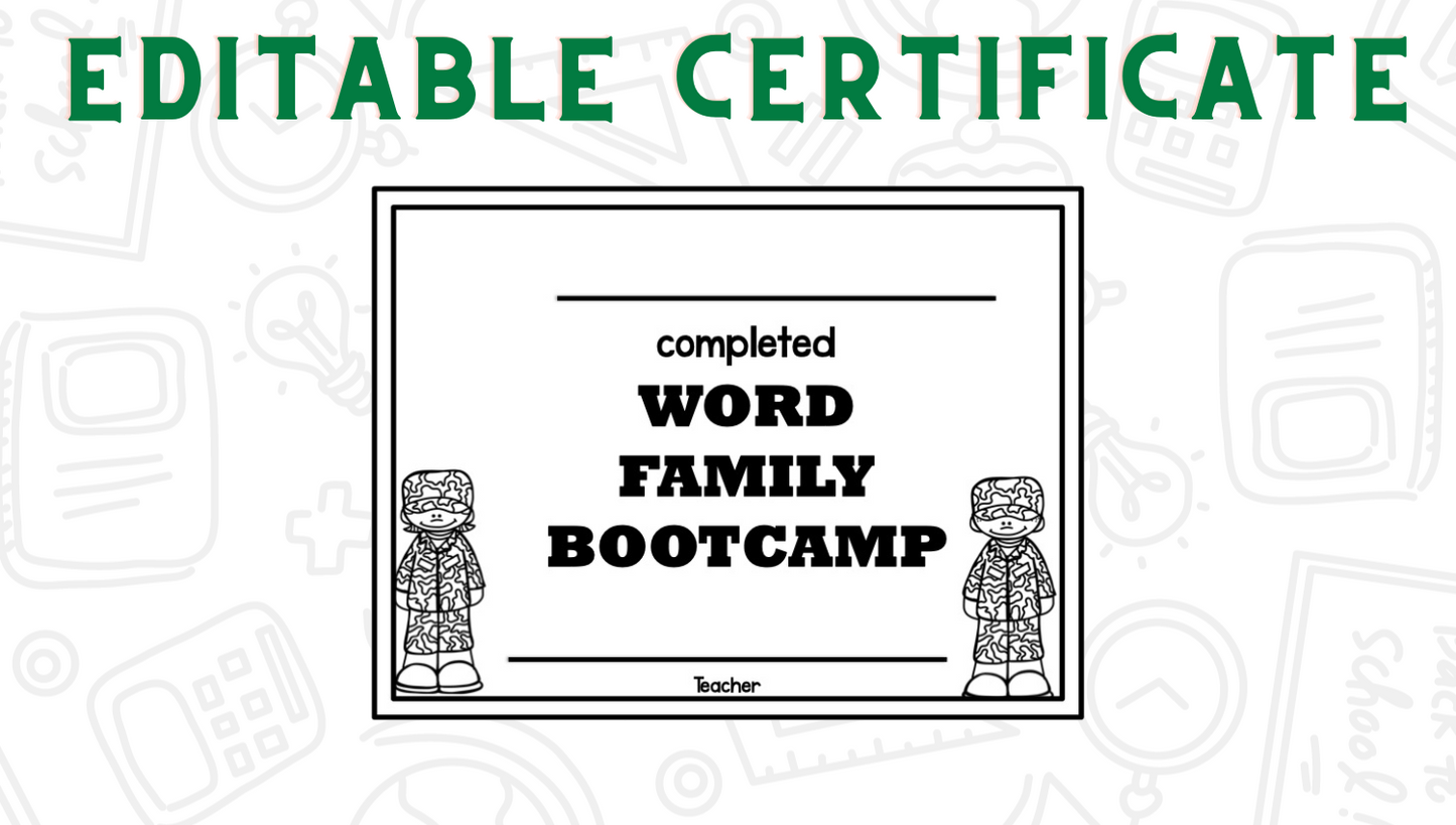 Word Family Bootcamp (Army Theme)