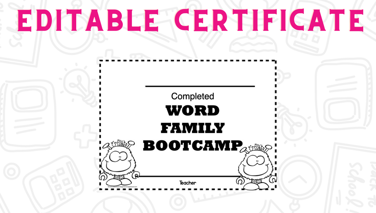 Word Family Bootcamp (Monster Theme)