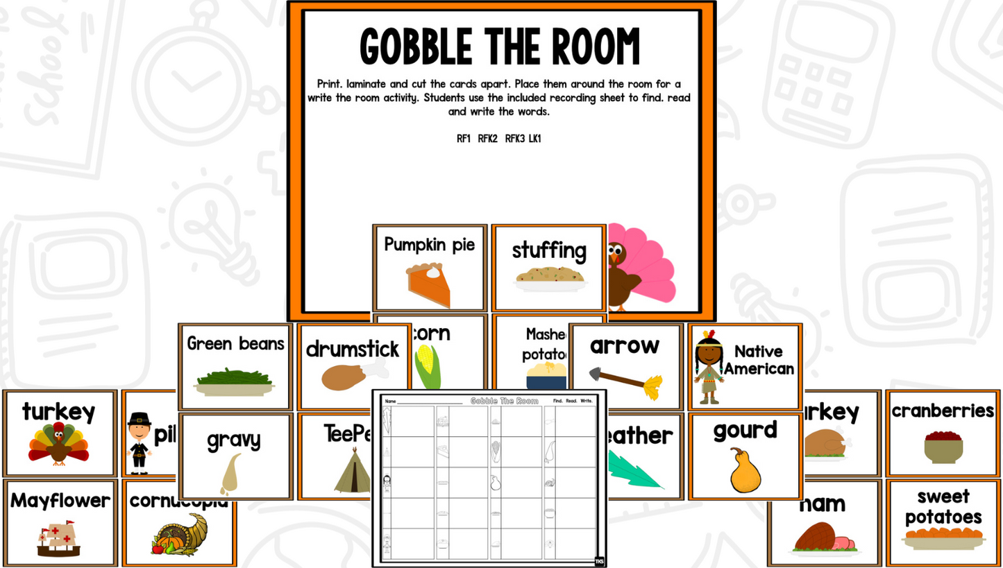 Thanksgiving Math and Literacy Centers