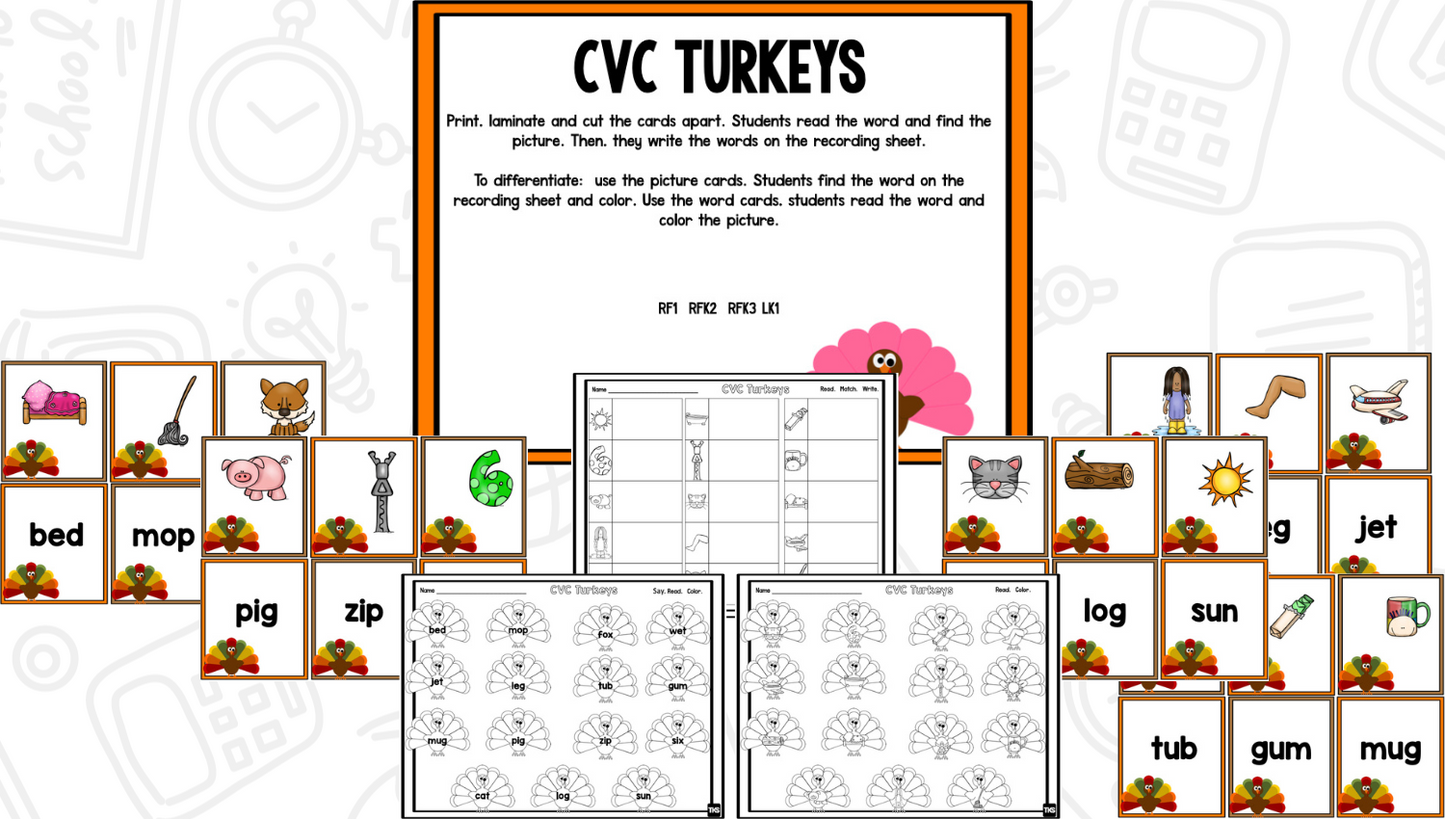 Thanksgiving Math and Literacy Centers