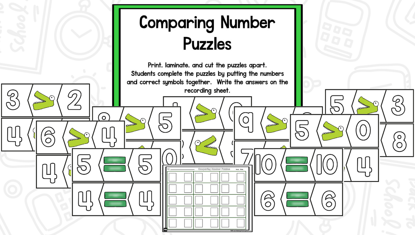 Comparing Numbers Worksheets And Activities (Greater Than/Less Than)