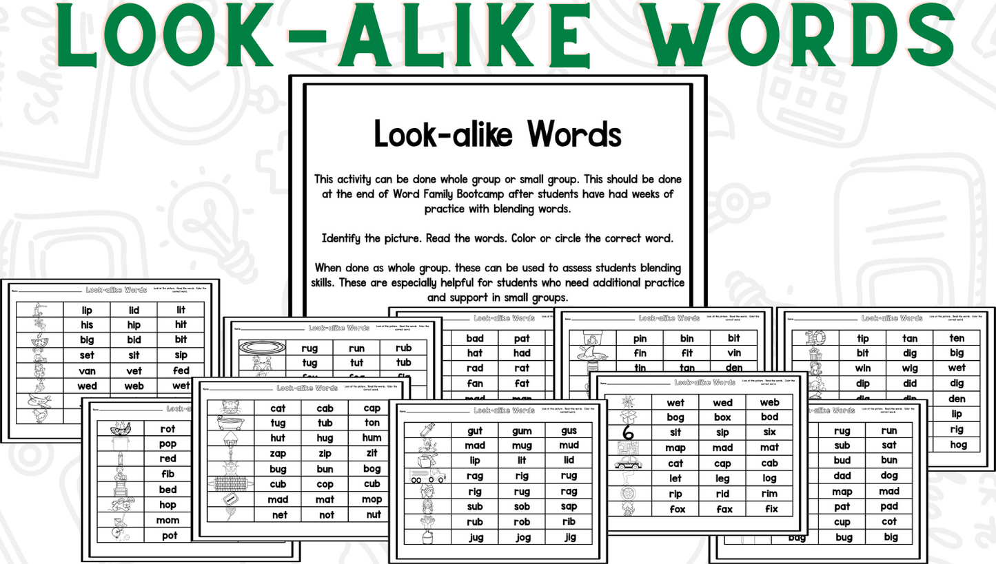 Word Family Bootcamp (No Theme)