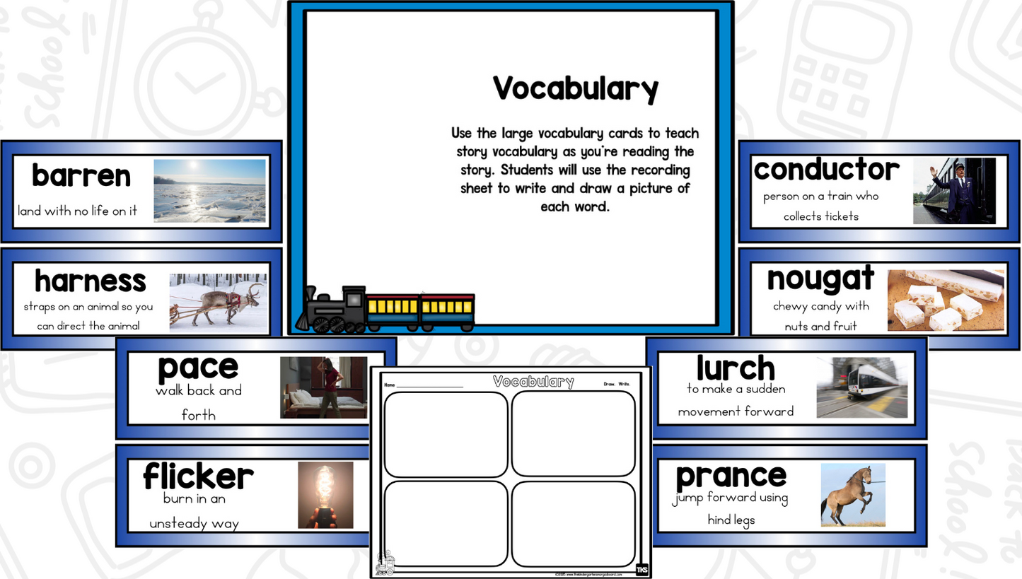 Polar Express Bundle - Comprehension Lessons, Activities, PLUS Center Activities Kindergarten