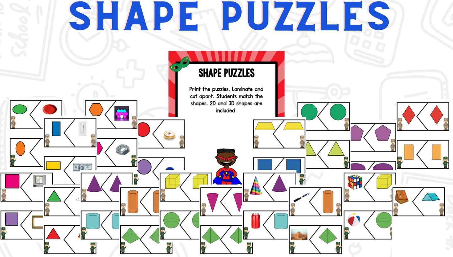 Shapes Bootcamp: A 2D and 3D Shapes Unit (Superhero Theme)