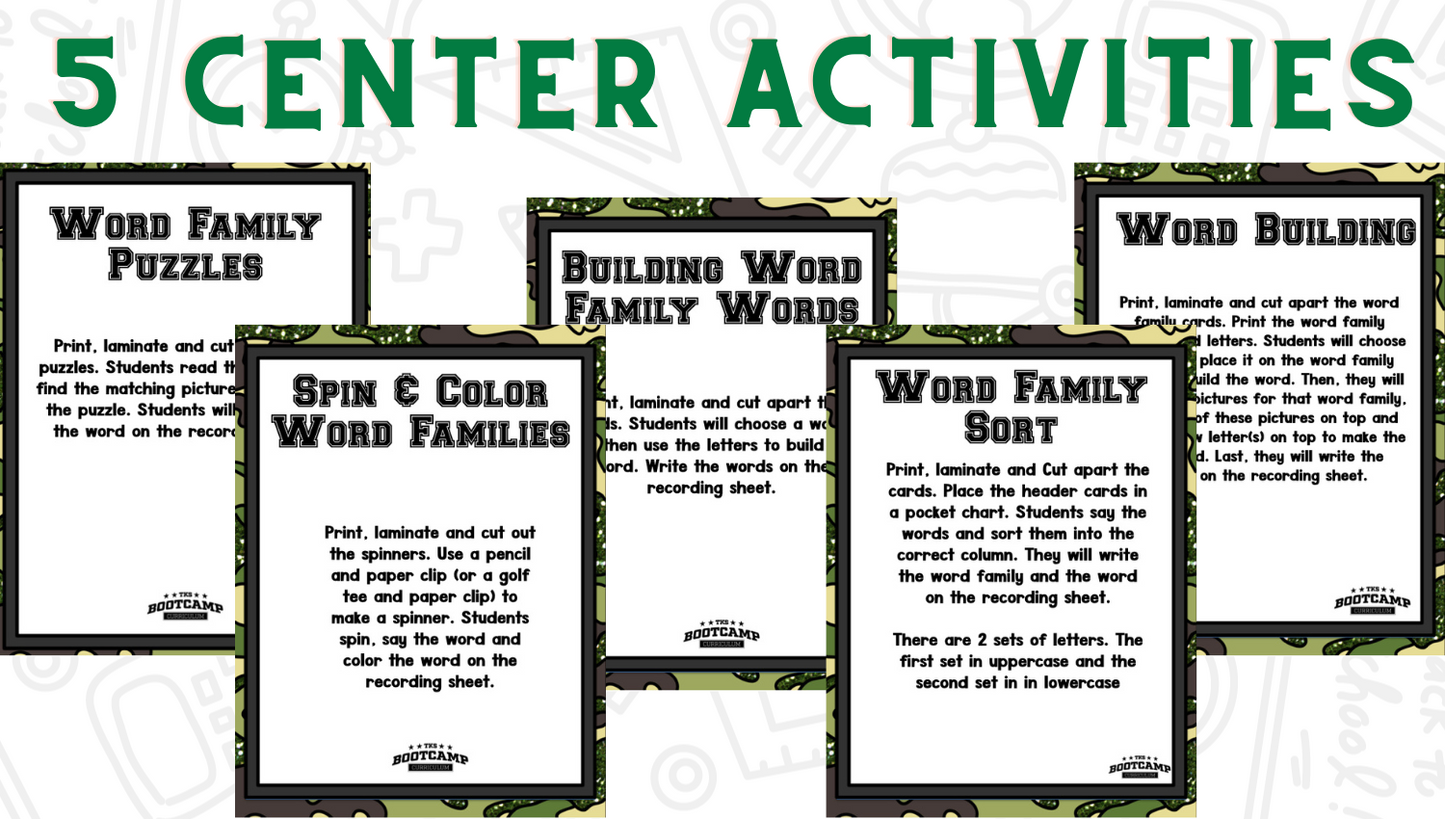 Word Family Bootcamp (Army Theme)