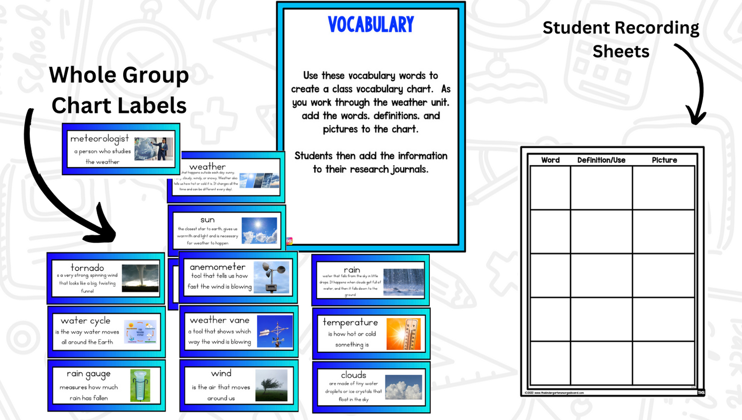 Weather: A Research and Writing Project! Science & ELA Activities Including Weather Vocabulary