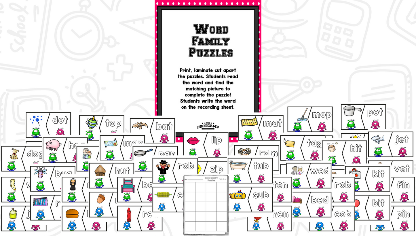 Word Family Bootcamp (Monster Theme)