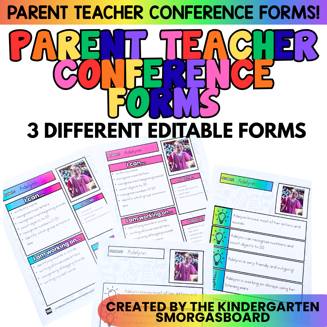 Parent Teacher Conference Forms: Editable Forms – The Kindergarten ...