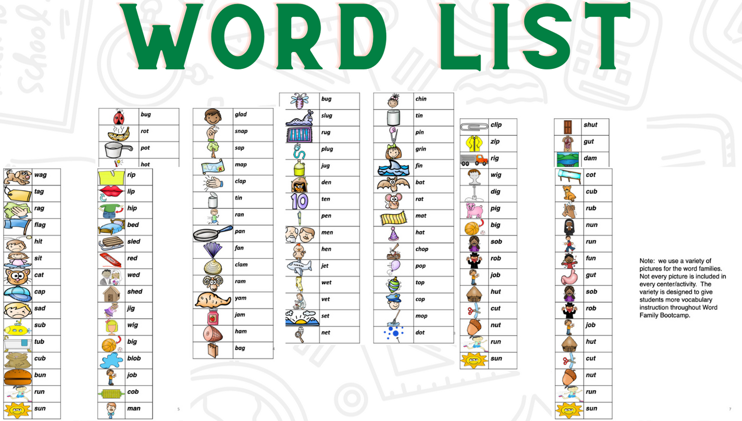 Word Family Bootcamp (No Theme)