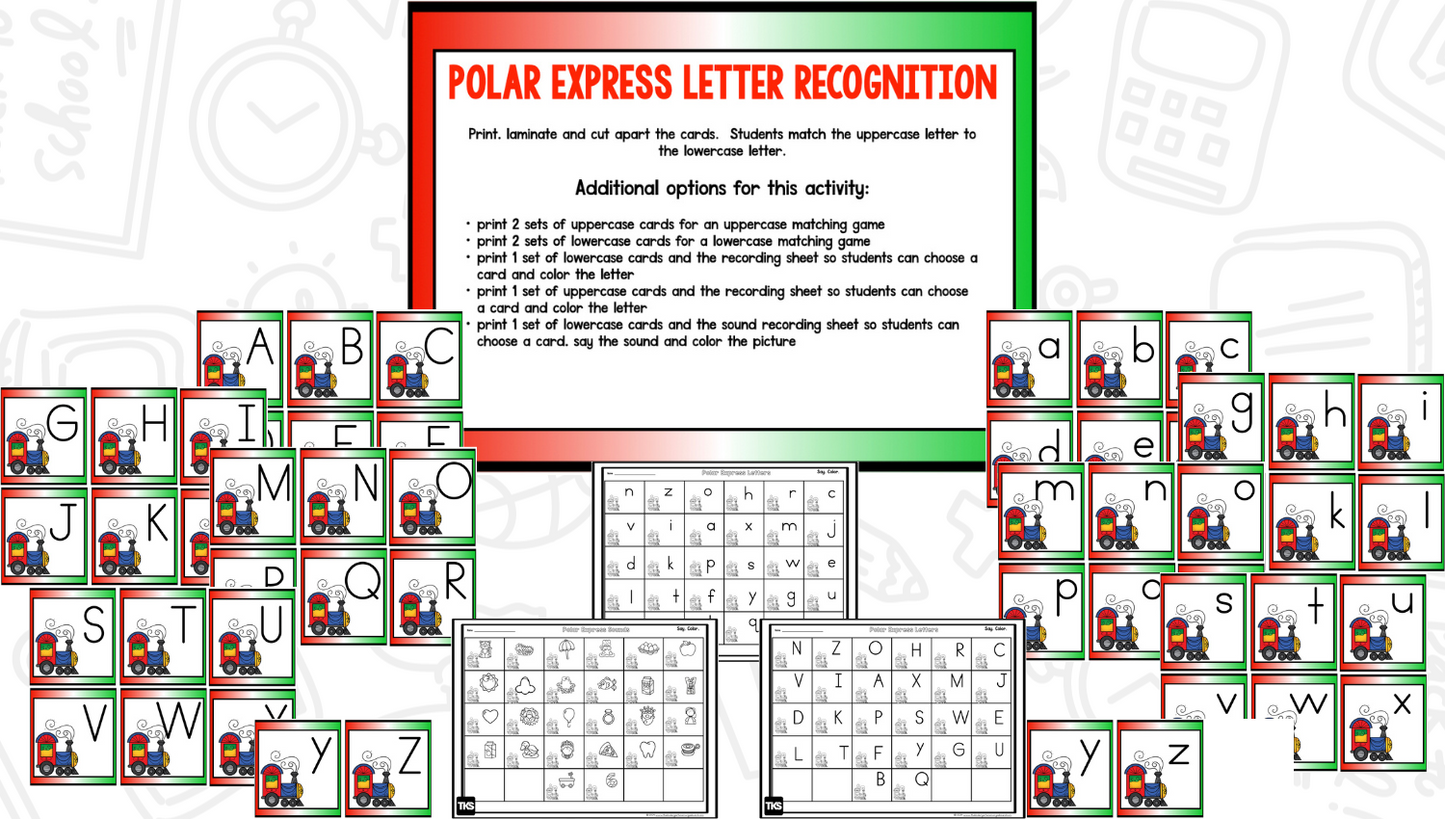 Polar Express Bundle - Comprehension Lessons, Activities, PLUS Center Activities Kindergarten