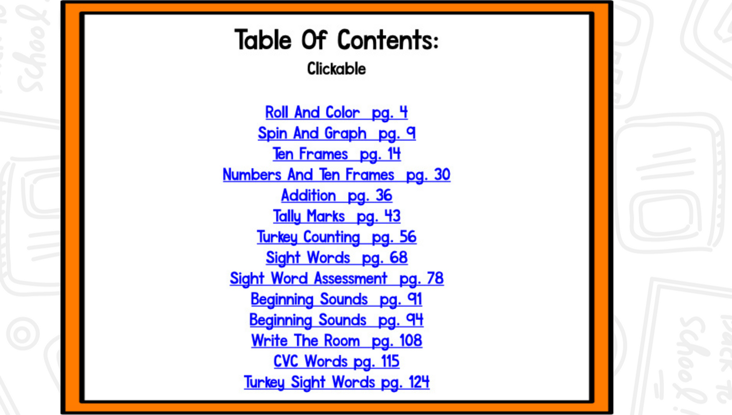 Thanksgiving Math and Literacy Centers