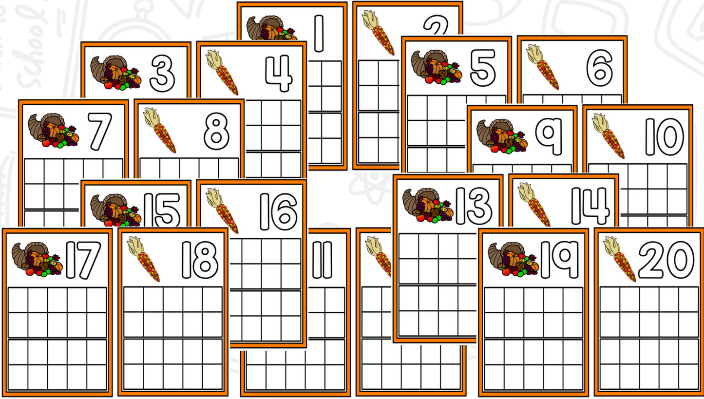November Ten Frame Cards