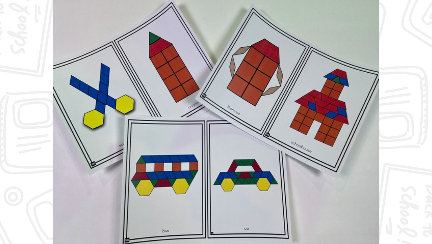 Build It Up! August/Back To School Pattern Block and Counting Cube Mats