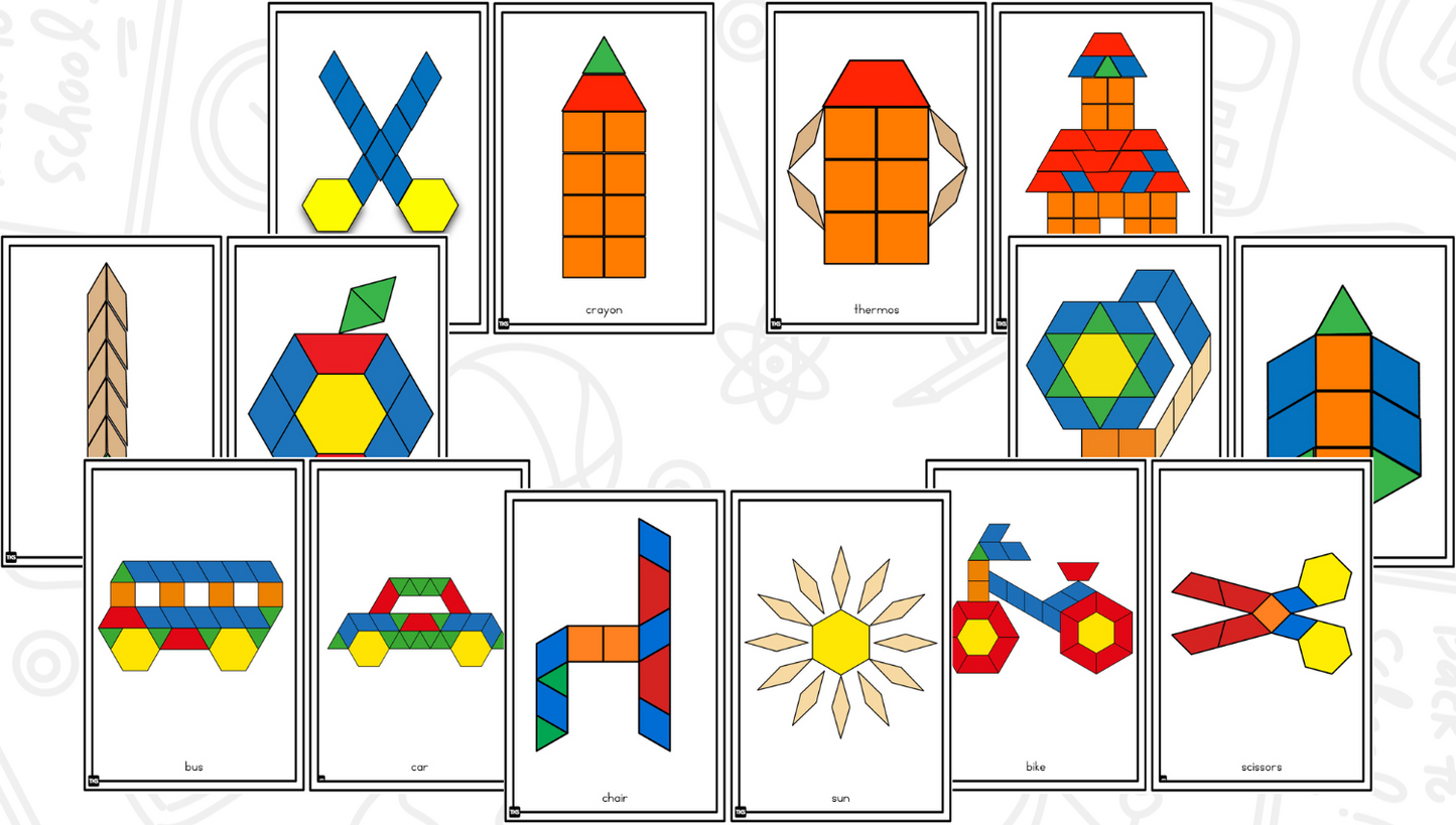 Build It Up! August/Back To School Pattern Block and Counting Cube Mats