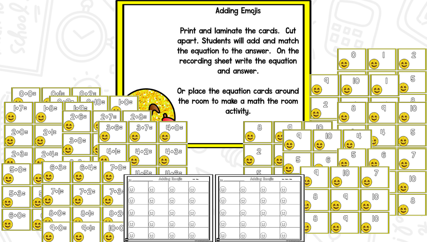 Emojis Math and Literacy Centers