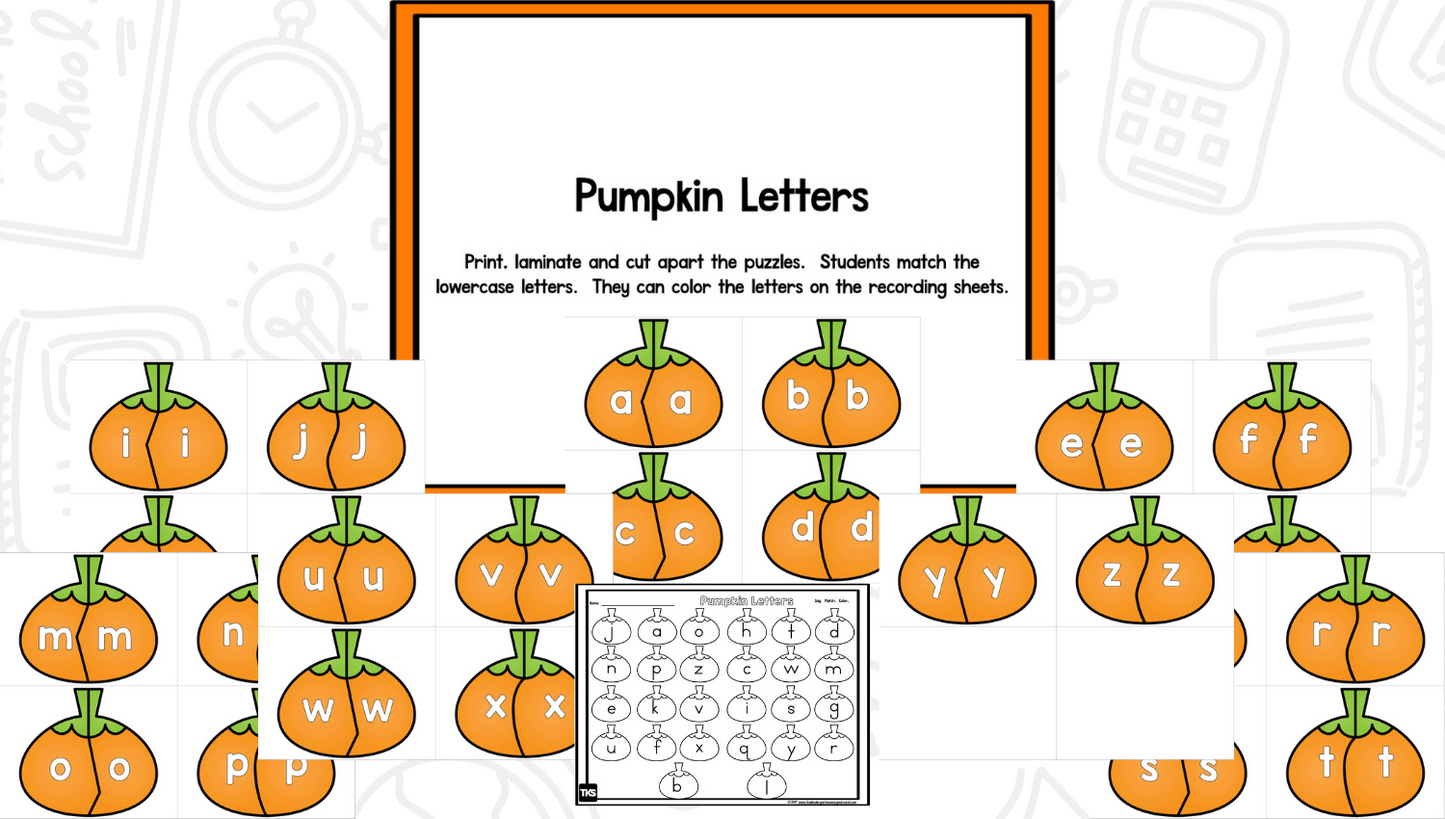 Pumpkin Math And Literacy Centers: Fall Activities