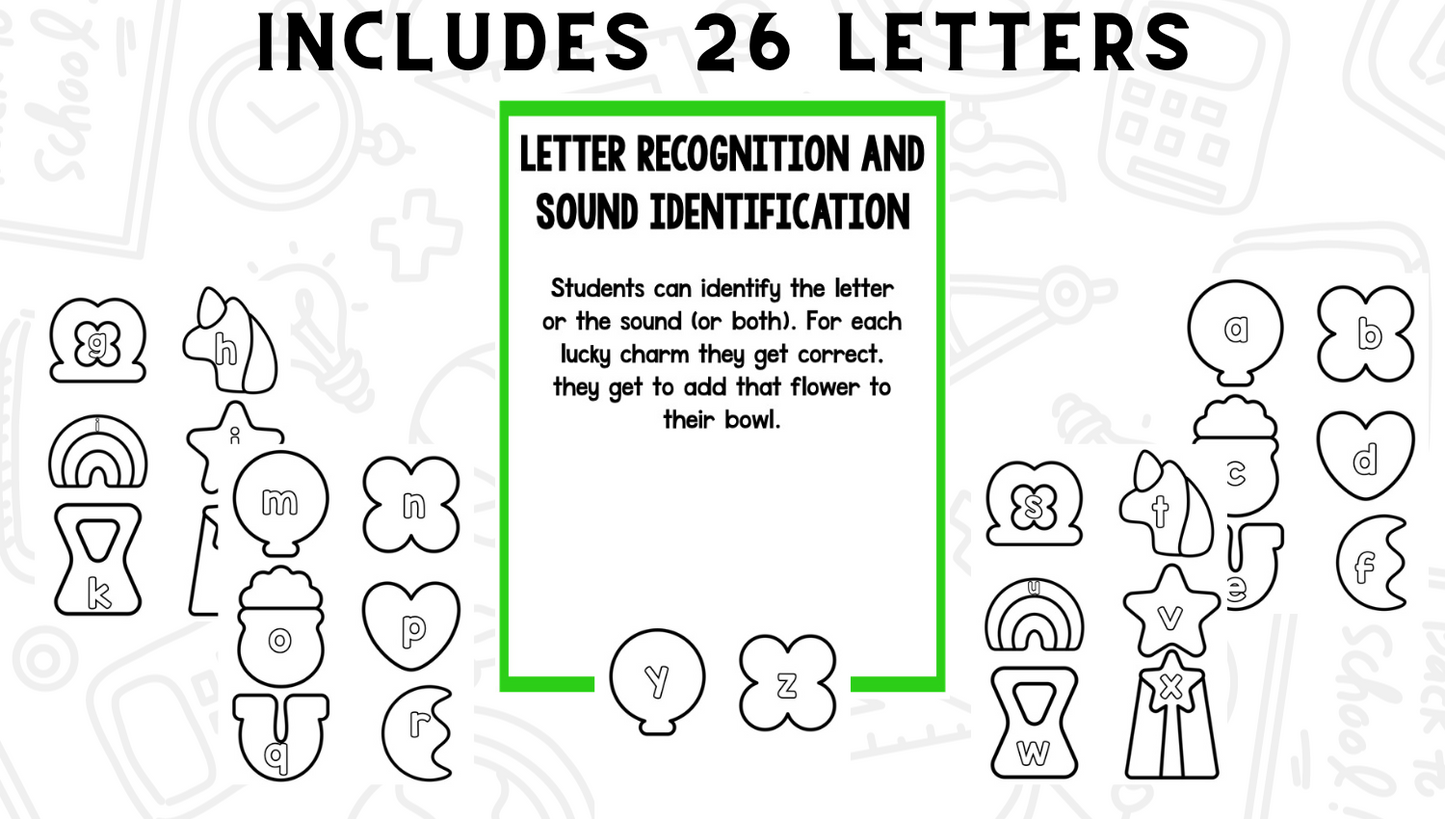 Lucky Charms Sight Words, CVC Words, & Letters Phonics Project