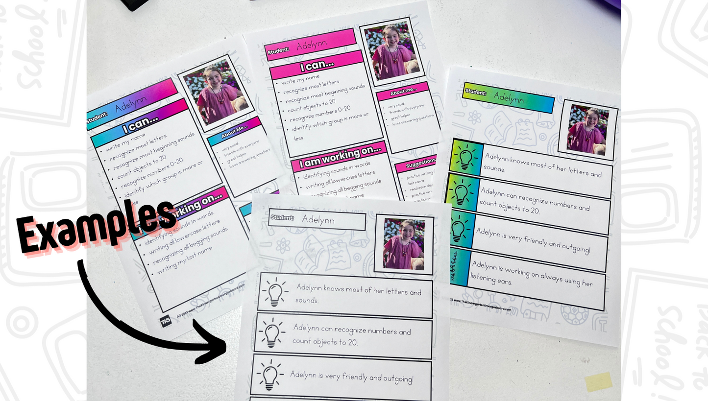 Parent Teacher Conference Forms: Editable Forms