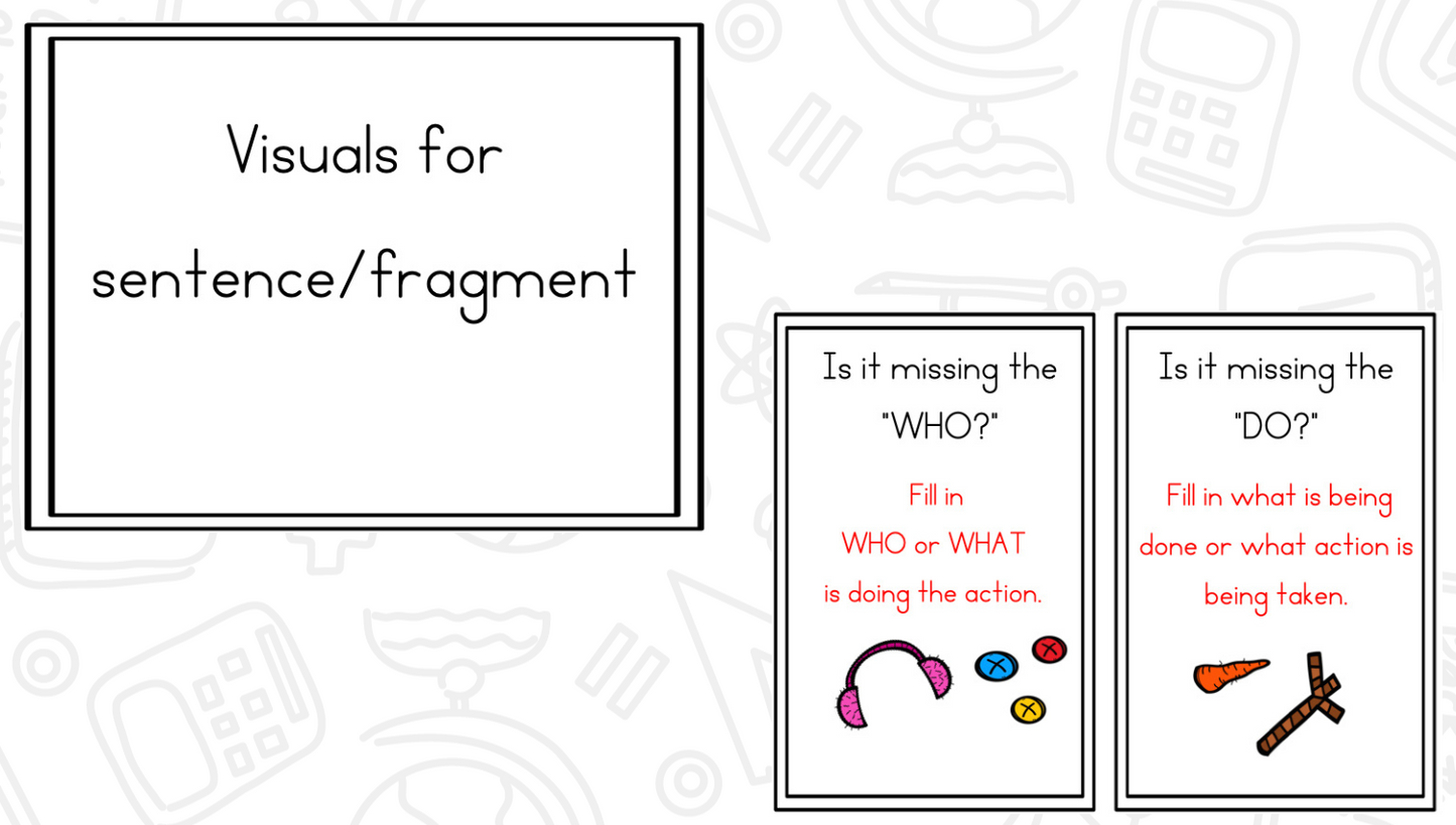 Fix It Up! Snowman Sentence Fragments Verses Complete Sentences and Components