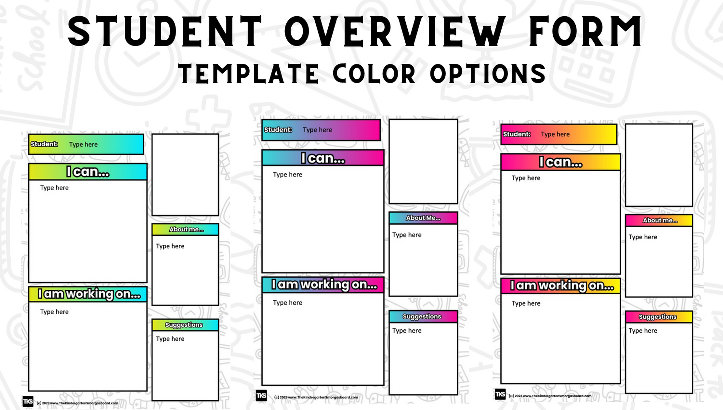 Parent Teacher Conference Forms: Editable Forms