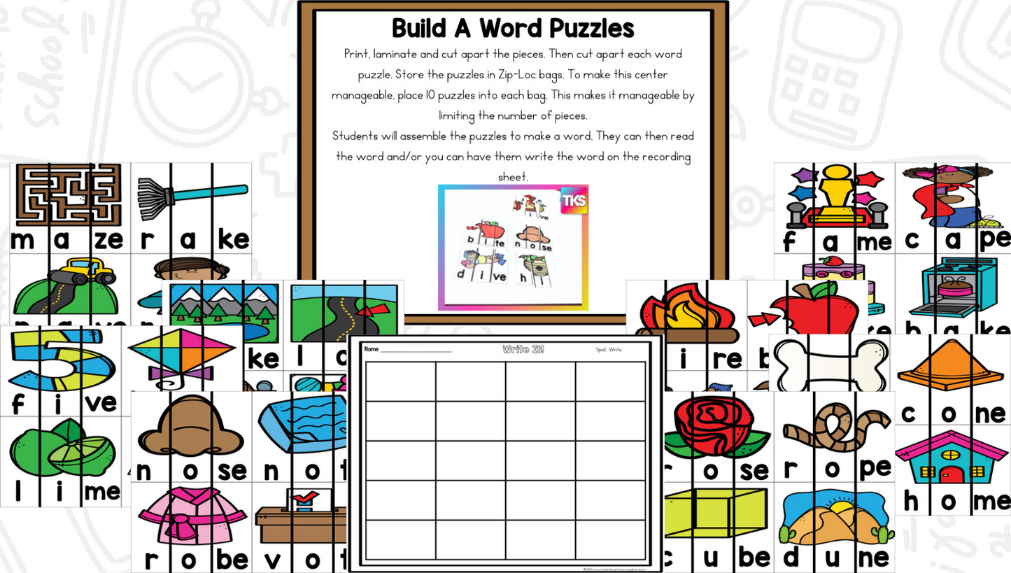 See It! Say it! Spell It! CVCE Words Phonics & Phonemic Awareness Activities