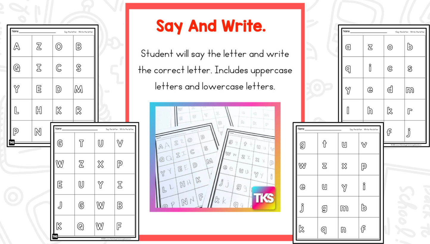 See It! Say It! Spell It! Letters & Beginning Sounds Worksheets