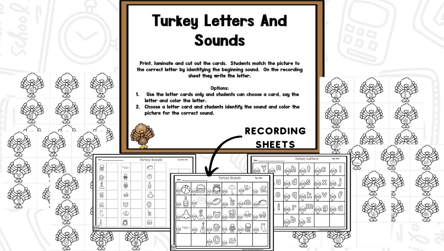 Turkeys: Blackline Thanksgiving Math and Literacy Centers