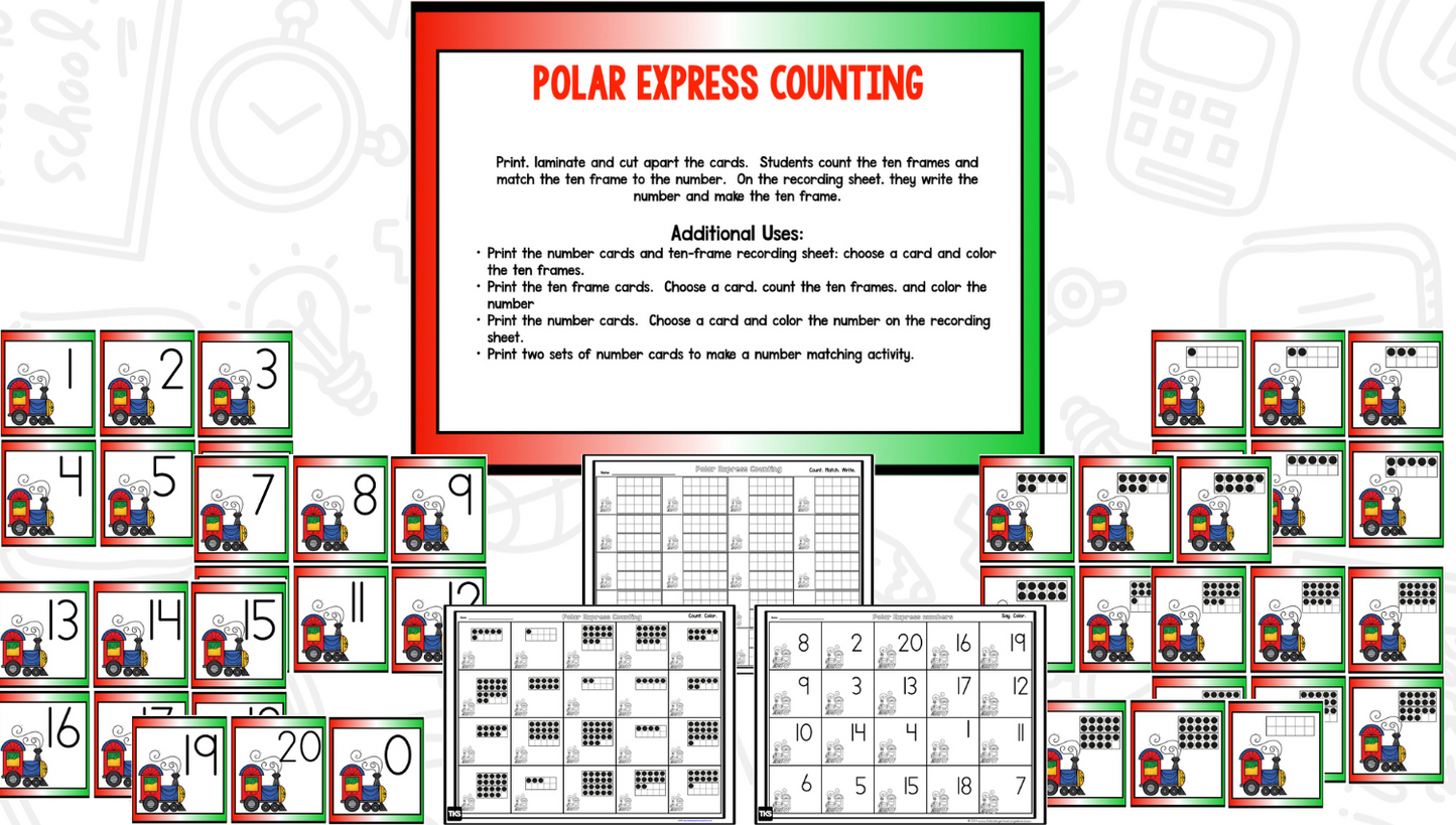 Polar Express Bundle - Comprehension Lessons, Activities, PLUS Center Activities Kindergarten