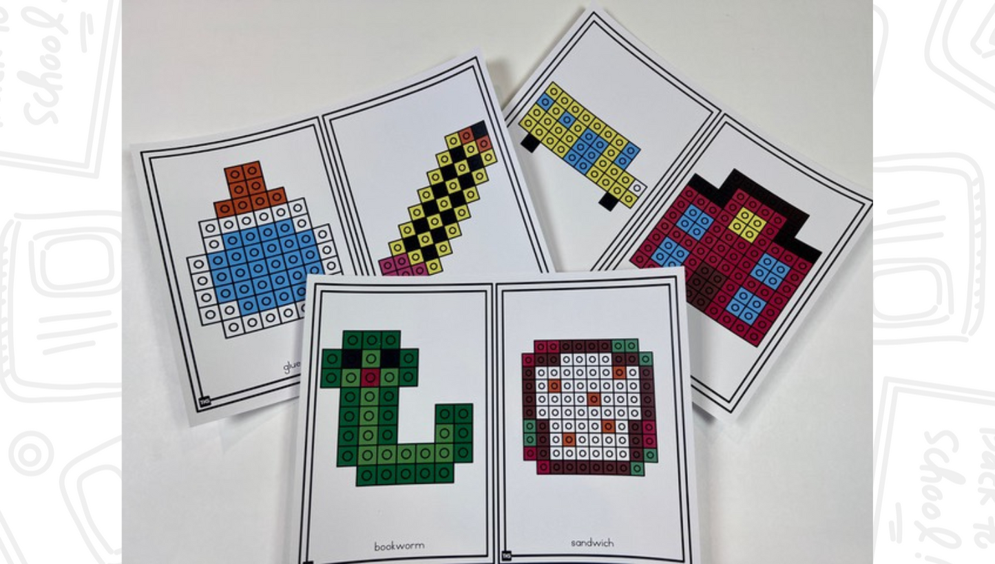Build It Up! August/Back To School Pattern Block and Counting Cube Mats