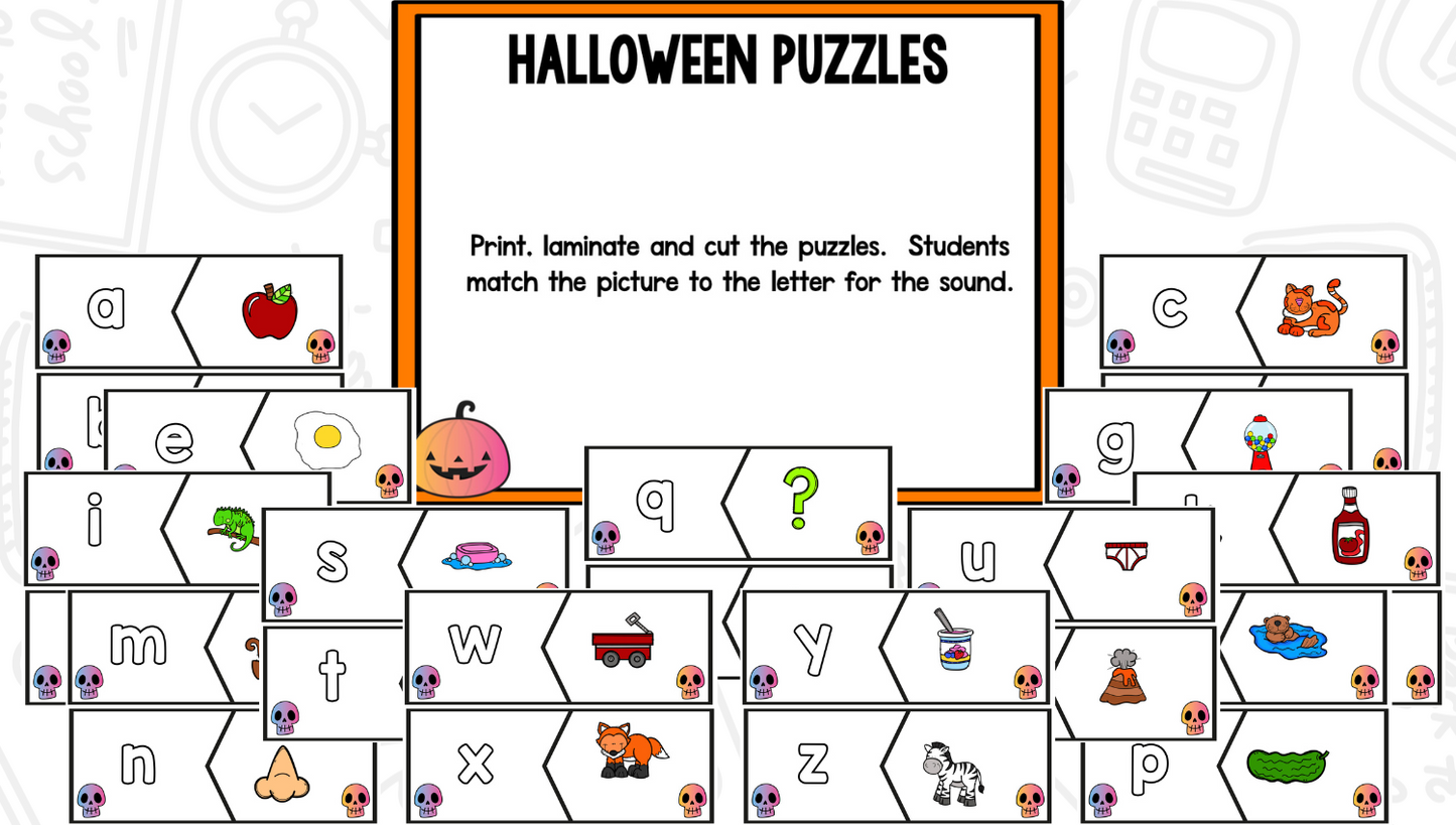 October Centers for Kindergarten | 13 Halloween Math & Literacy Games