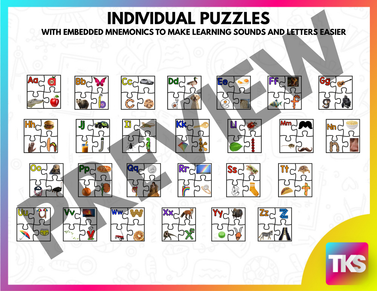 GIANT Letters, Beginning Sounds Floor Puzzles Kindergarten (4 Puzzles)