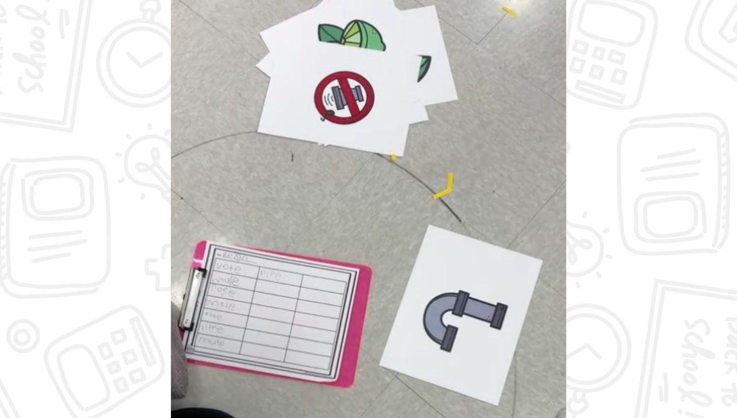 Large CVC-E Word Picture Cards