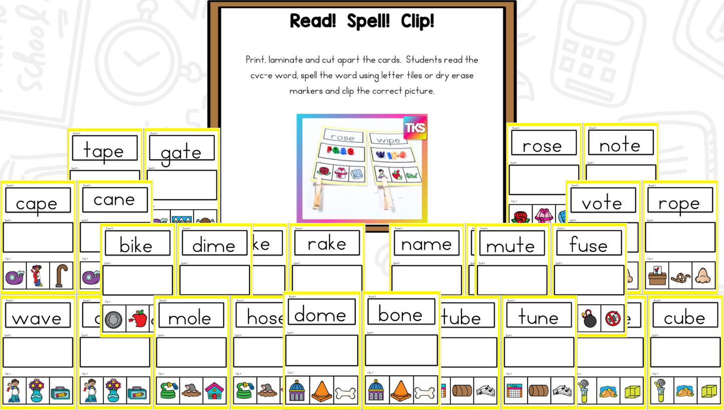 See It! Say it! Spell It! CVCE Words Phonics & Phonemic Awareness Activities