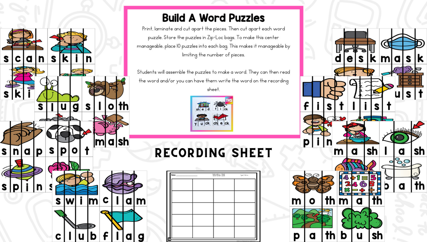 See It Say It Spell It Blends & Digraphs Phonics & Phonemic Awareness Activities