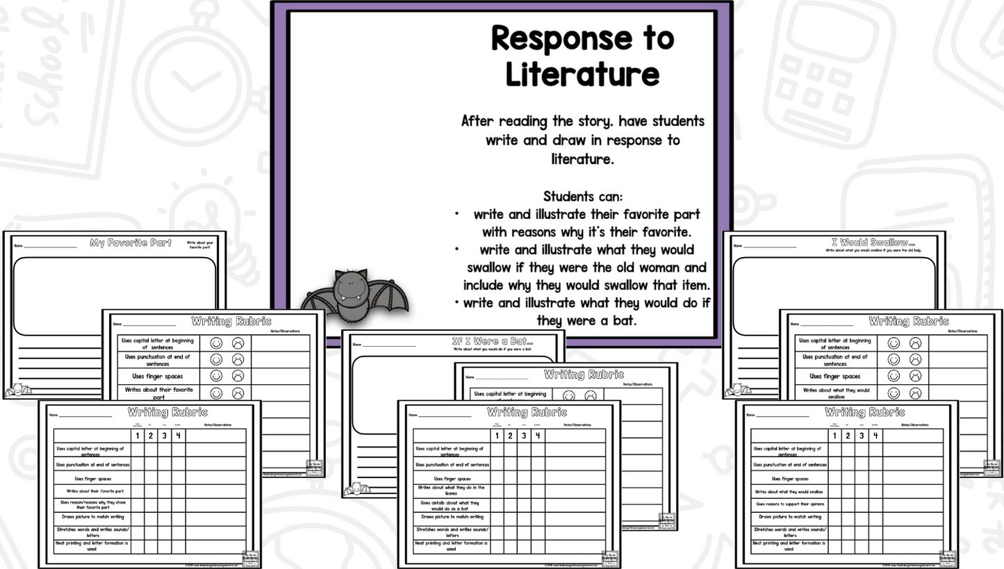 Bats and Fall Reading Comprehension | October Literacy Lessons for There Was an Old Lady Who Swallowed A Bat