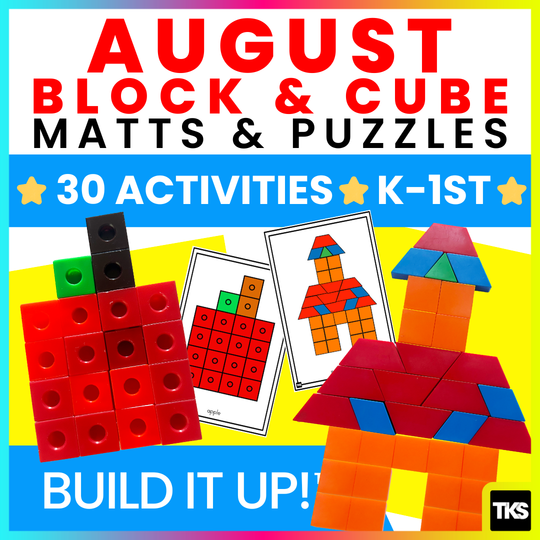 Build It Up! August/Back To School Pattern Block and Counting Cube Mats