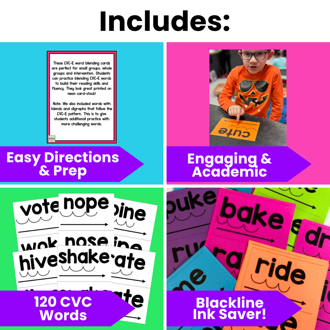 CVC-E Word Blending Cards