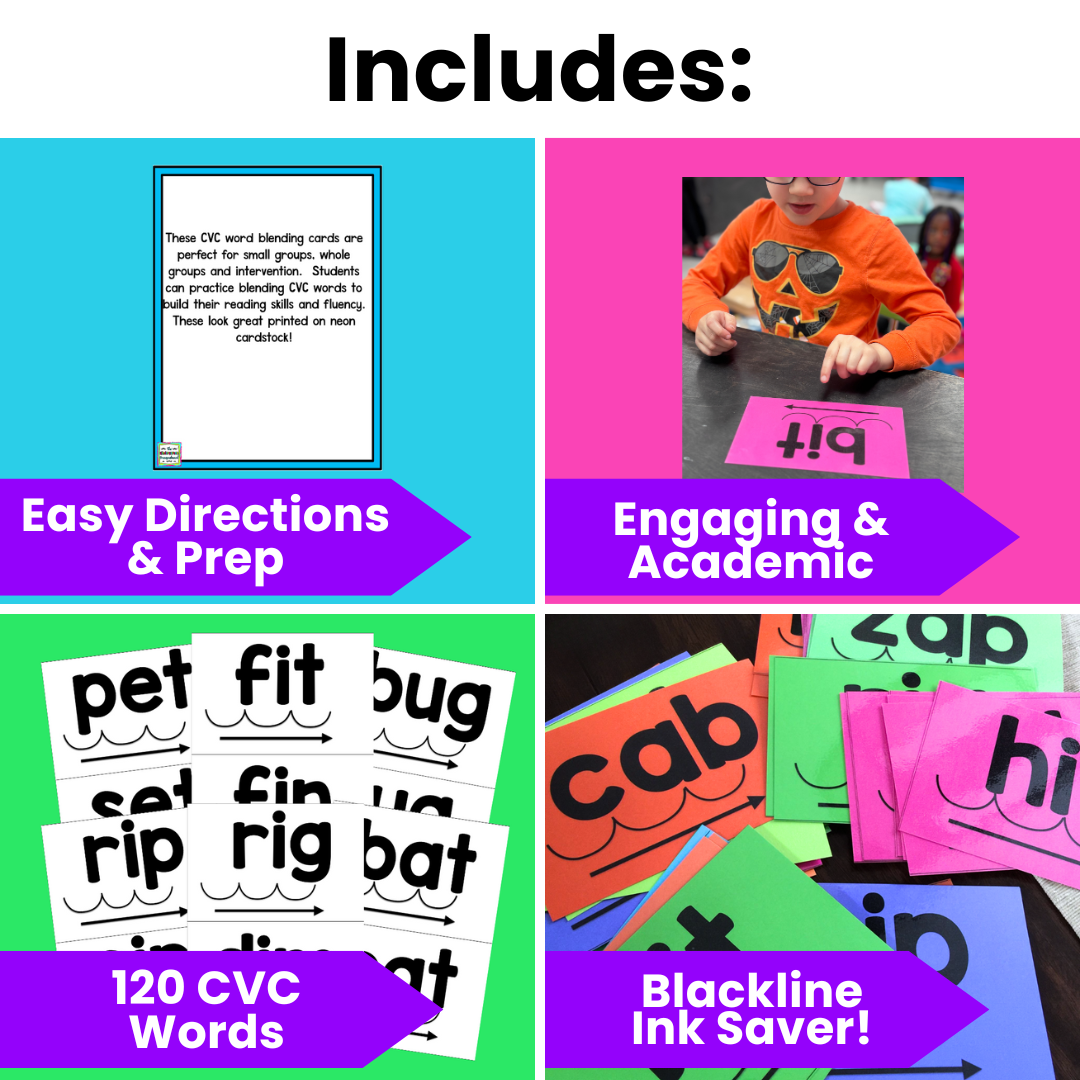 CVC Word Blending Cards