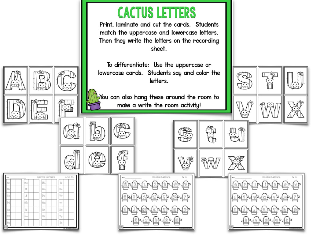 Cactus Blackline Math and Literacy Centers for the Whole Year!
