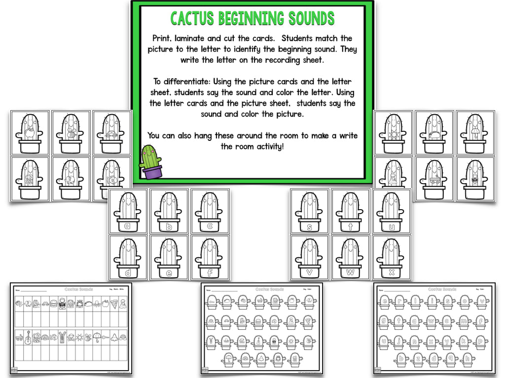 Cactus Blackline Math and Literacy Centers for the Whole Year!
