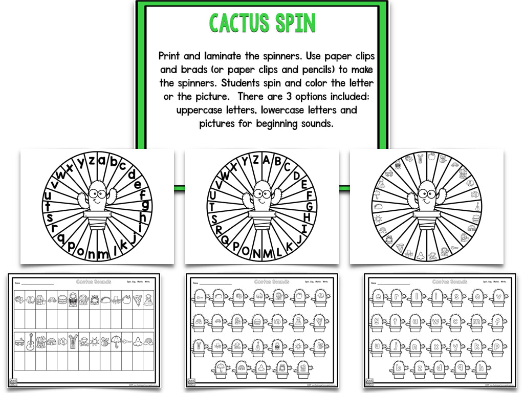 Cactus Blackline Math and Literacy Centers for the Whole Year!