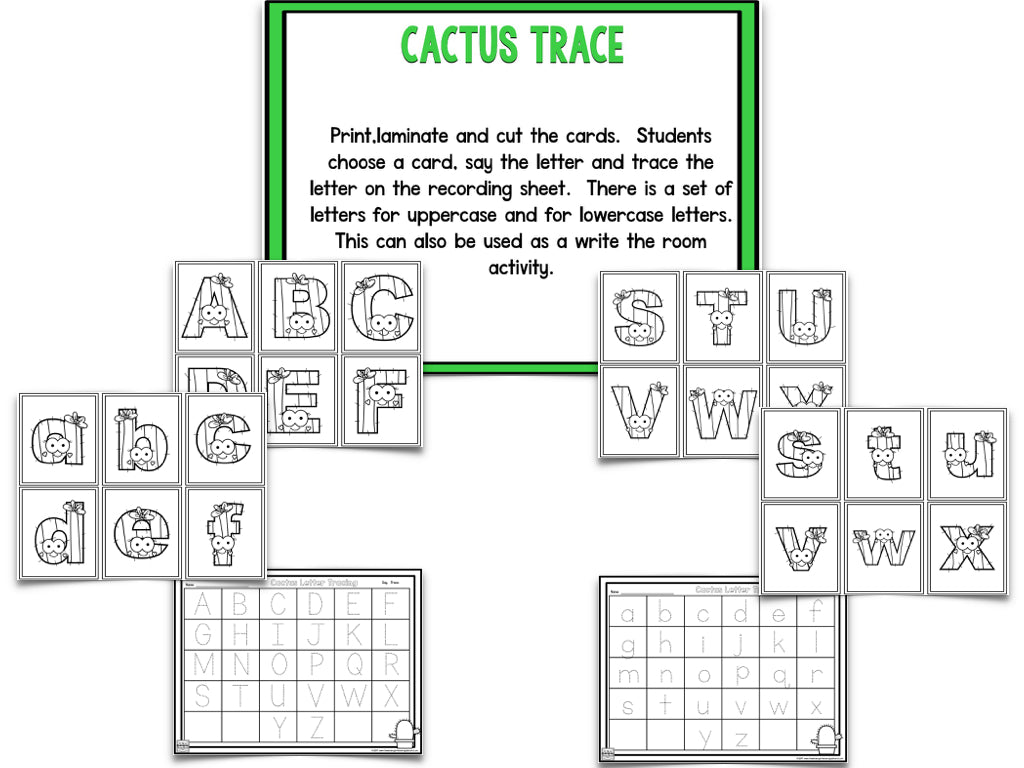 Cactus Blackline Math and Literacy Centers for the Whole Year!