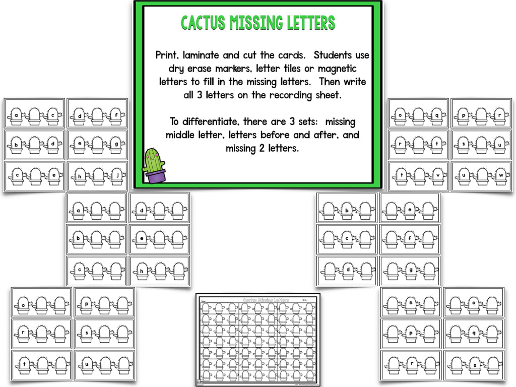 Cactus Blackline Math and Literacy Centers for the Whole Year!