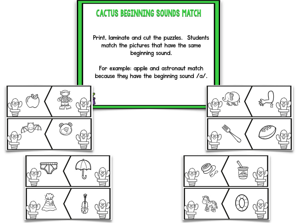 Cactus Blackline Math and Literacy Centers for the Whole Year!