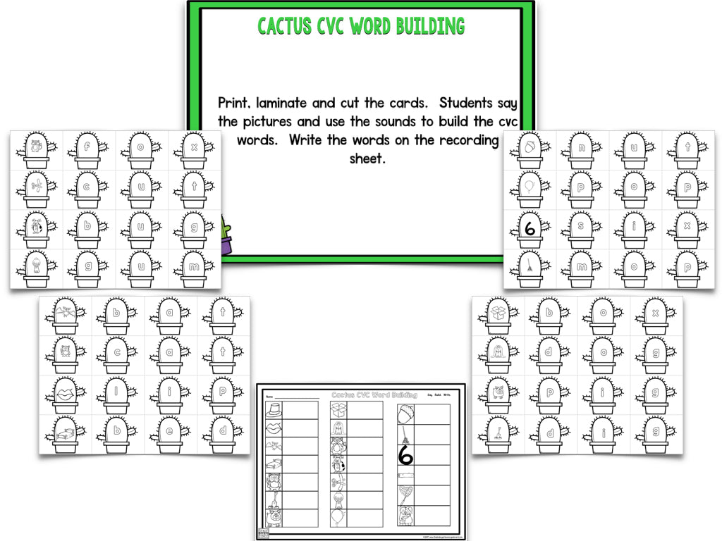 Cactus Blackline Math and Literacy Centers for the Whole Year!