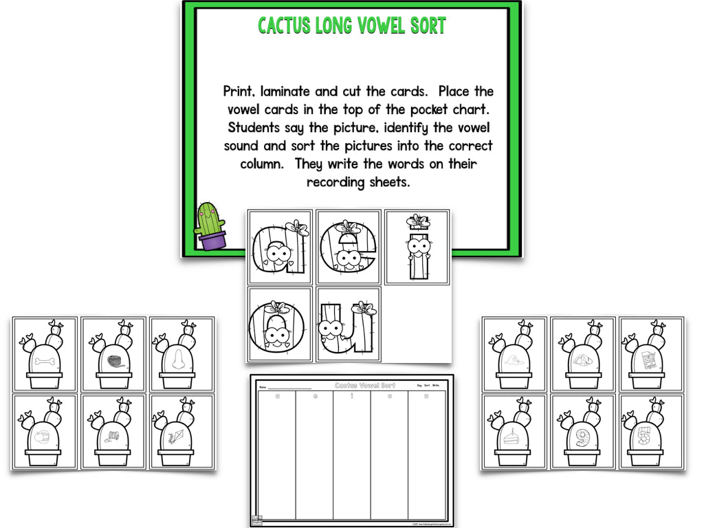Cactus Blackline Math and Literacy Centers for the Whole Year!