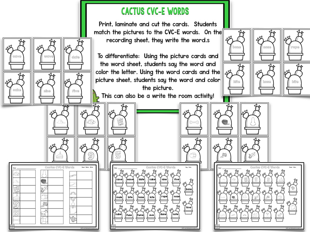 Cactus Blackline Math and Literacy Centers for the Whole Year!